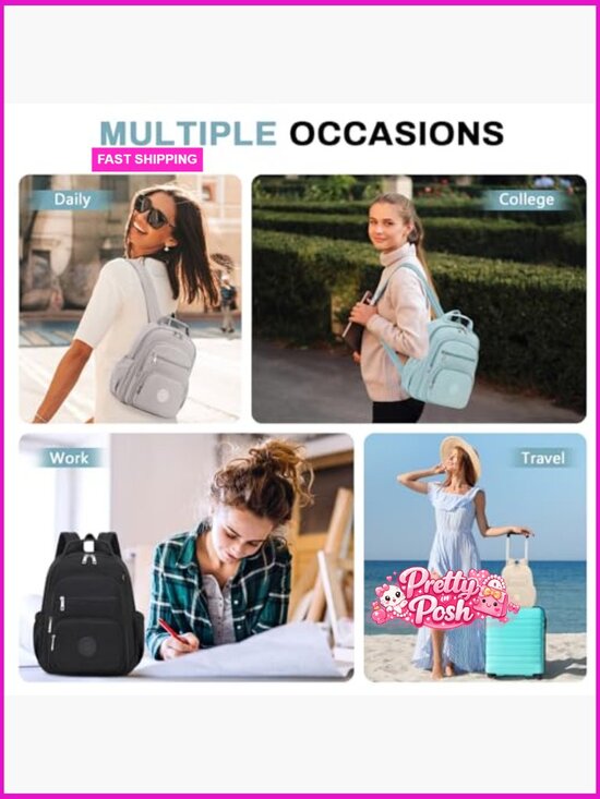 Lightweight Mini Backpack Purse with Luggage Strap, Nylon, Daypack